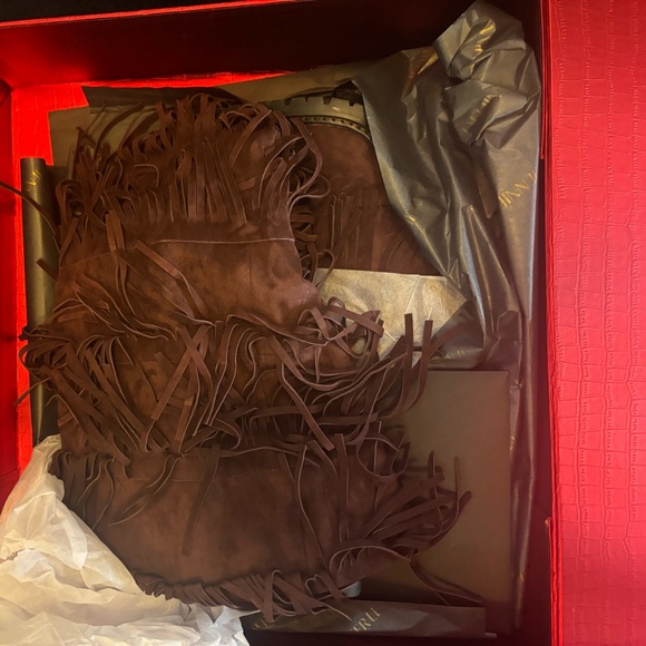 Brown Fringe OTK boots - Picture 1 of 5